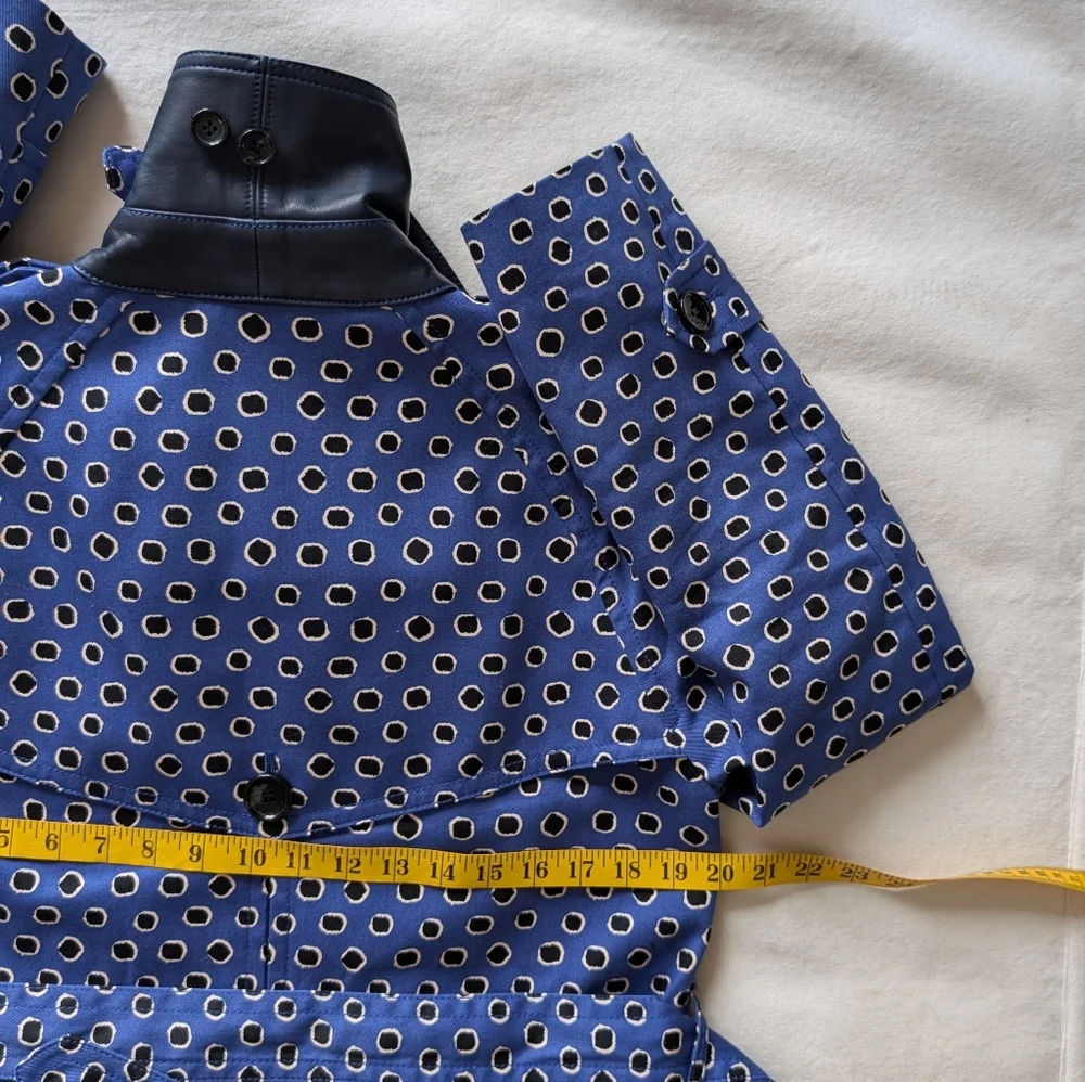 Coach Woman's Trench Coat Royal Blue Jacket Leather Collar 100% Cotton Size M - Picture 15 of 17